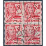 Württemberg-Hohenzollern 36 stämplat 4-block