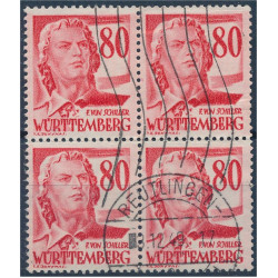 Württemberg-Hohenzollern 36 stämplat 4-block