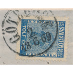 Sverige 9b3 pos 8023 med marmorering GÖTEBORG 2.6.1869